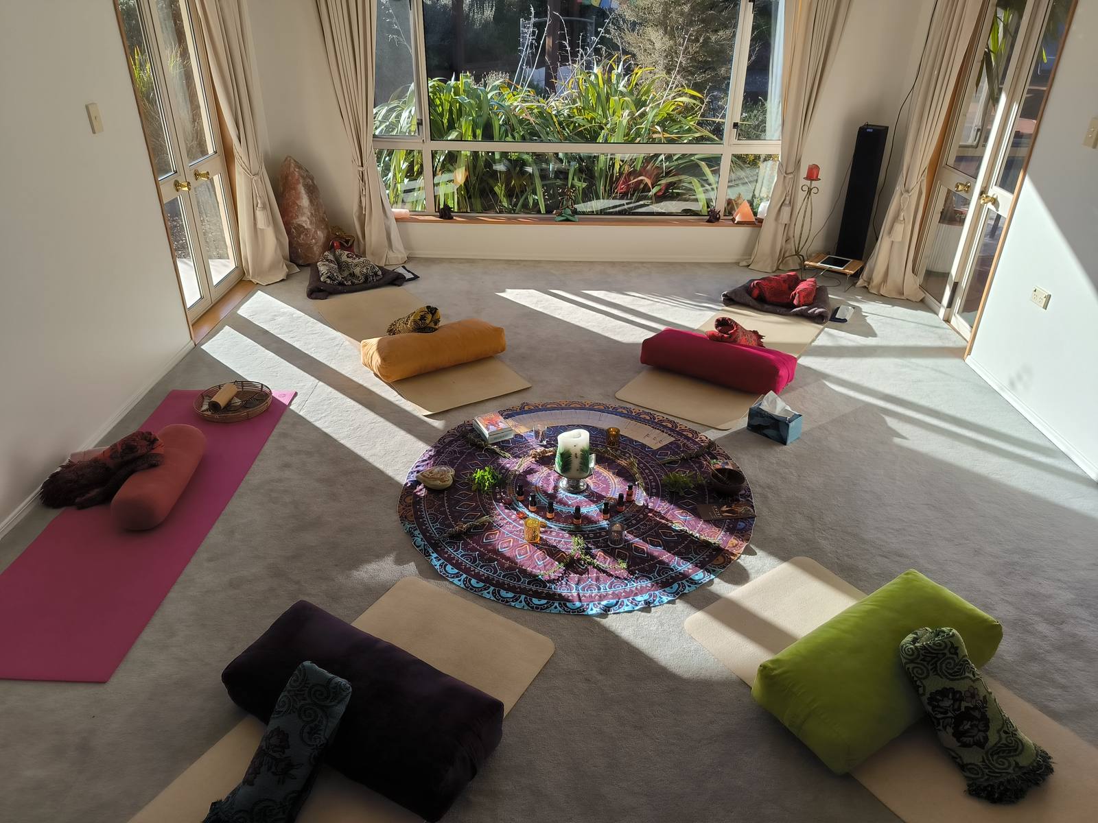 Yoga mats and bolsters Vibrant Living retreat